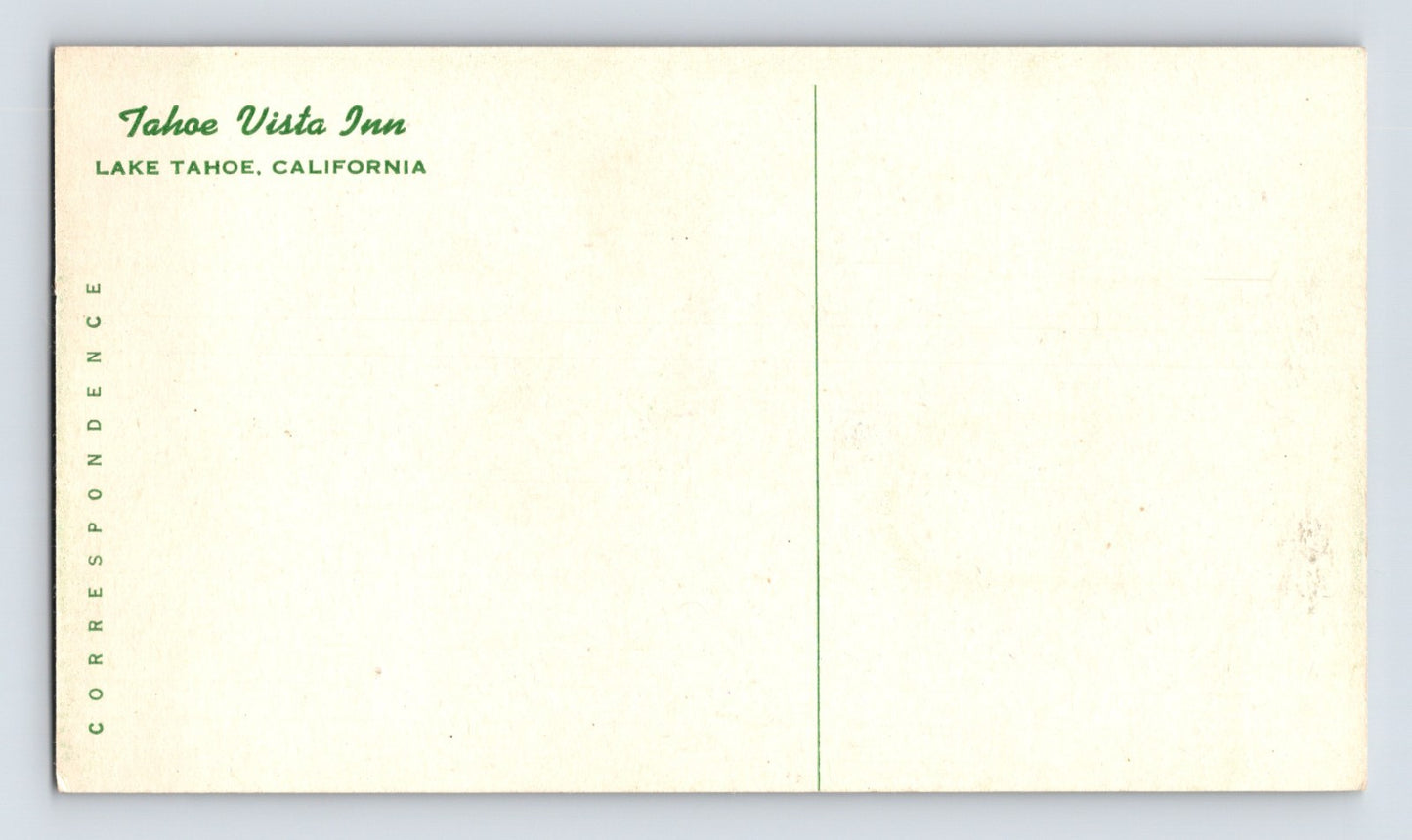 Lake Tahoe California Vista Inn 1940s Postcard Unposted Guest Correspondence