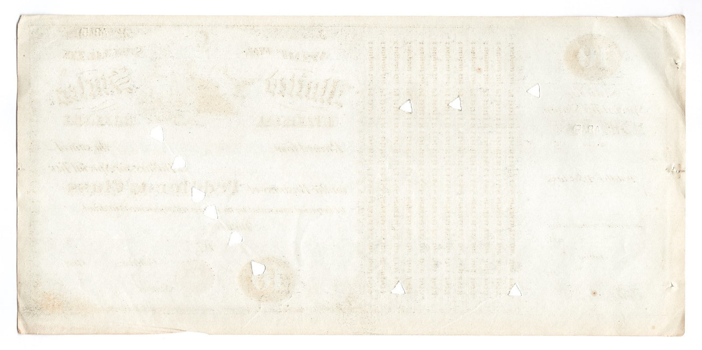 IRS United States Internal Revenue Special Tax Stamp Peddler 4th Class 1870s - 15 x 7
