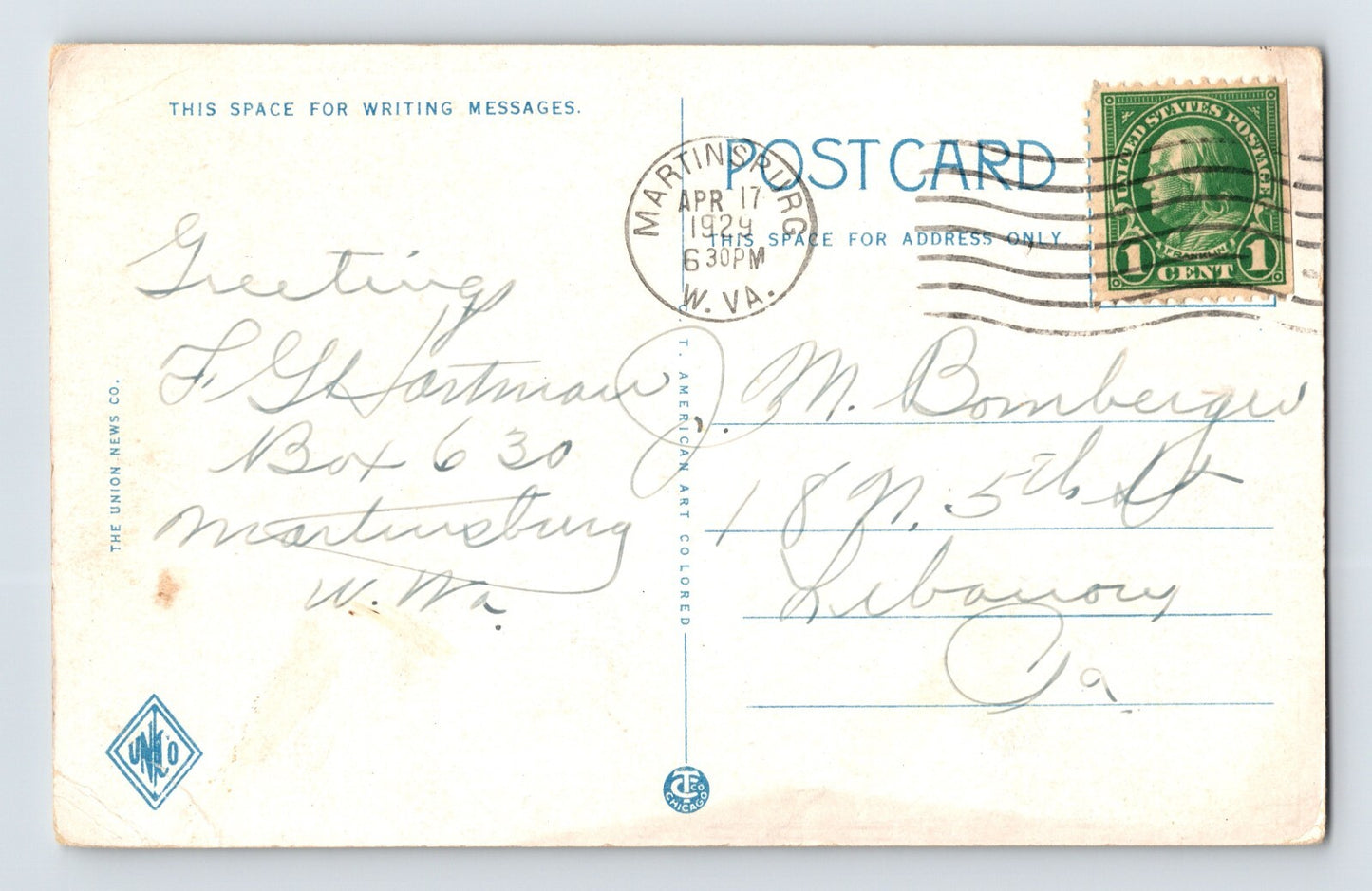 Cotton Hill West Virginia Poke Nose Tunnel Chesapeake Ohio 1929 Postcard