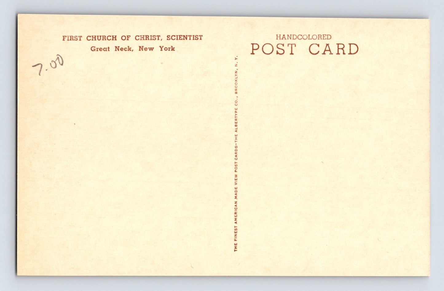 Great Neck New York Long Island First Church Christ Scientist 1930s Postcard