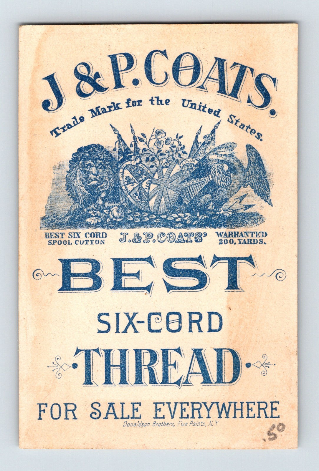 J P Coats Goosey Goosey Gander Stair Scene 1890s Trade Card 2.5 x 4