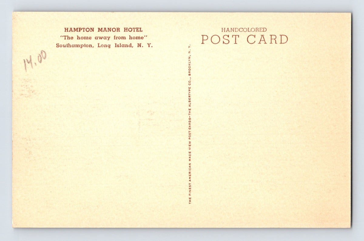 Southampton Long Island New York Hampton Manor Hotel 1930s Postcard Albertype