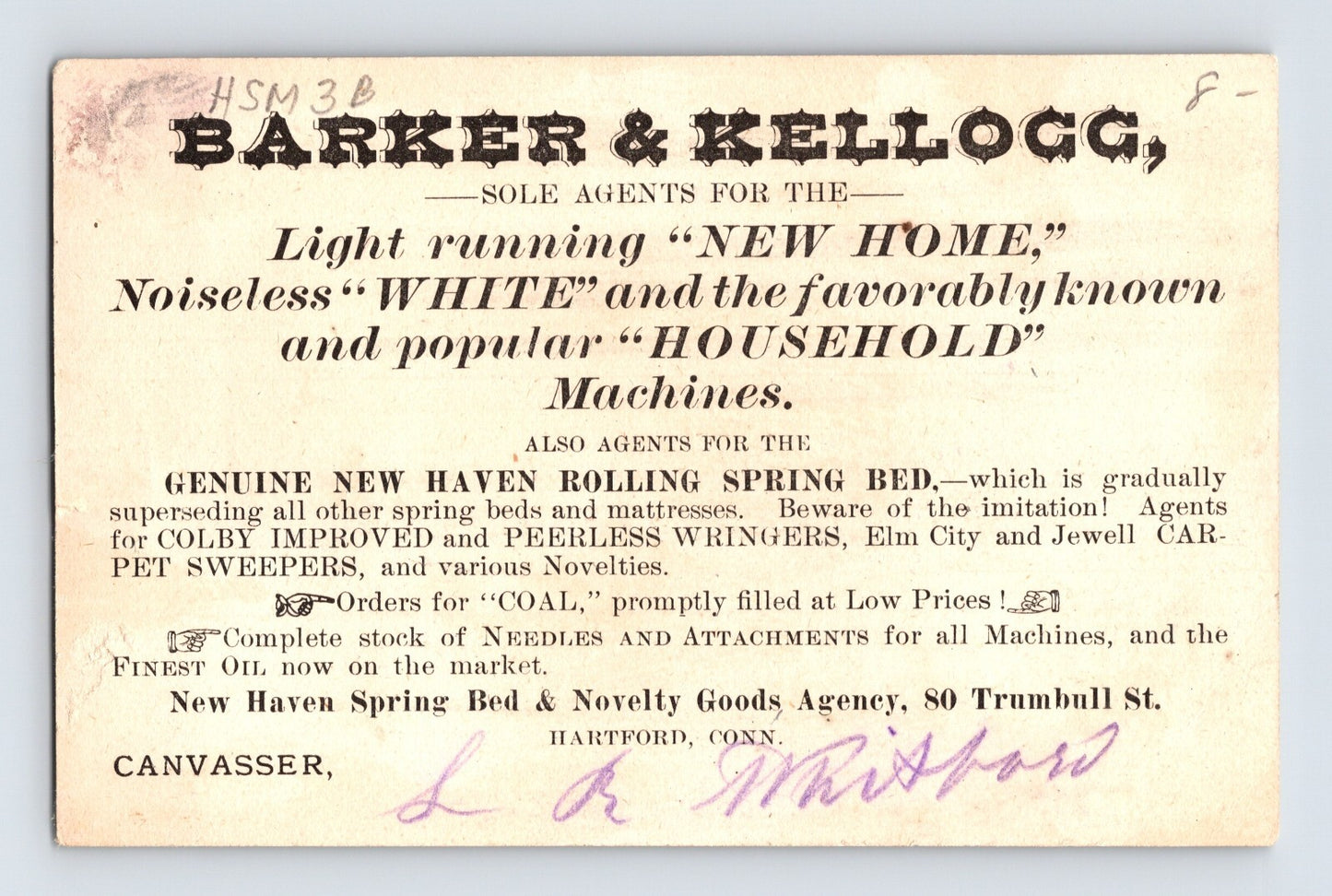 Household Sewing Machine Yellow Chat Bird 1890s Victorian Trade Card 5 x 3