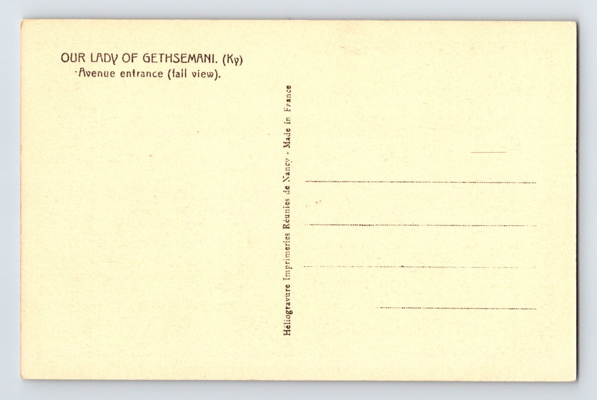 Bardstown Kentucky Our Lady Gethsemani Trappist Abbey 1940s Postcard Unposted