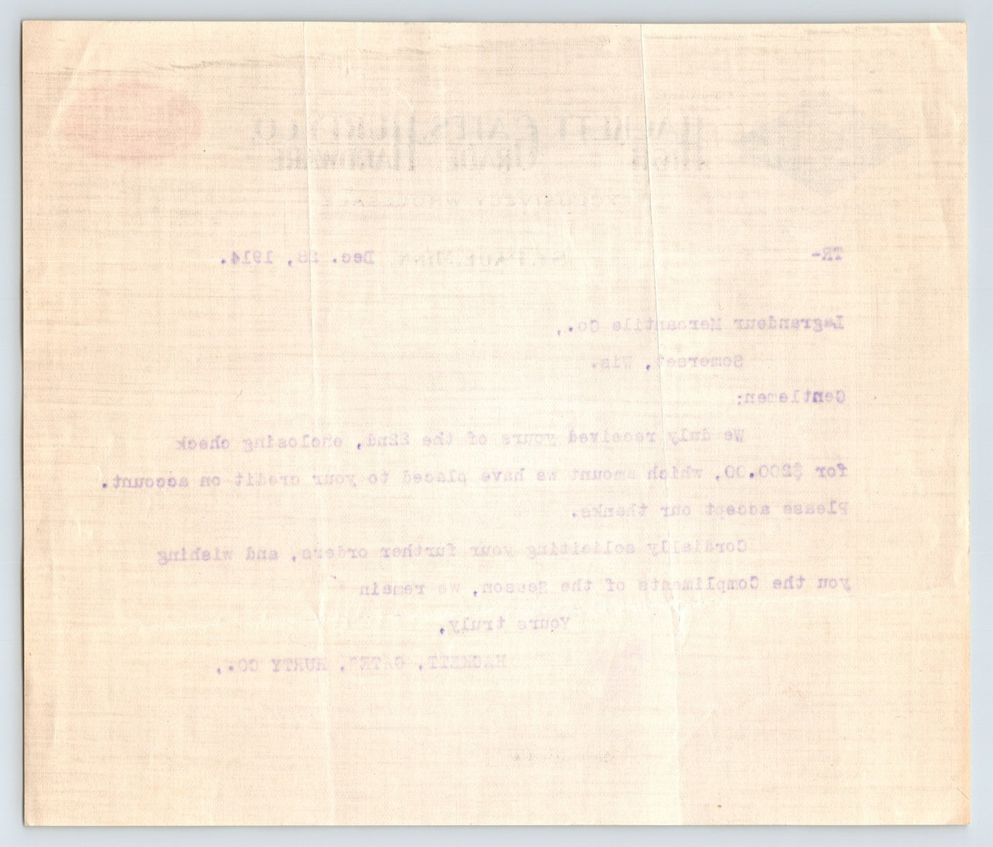 St Paul Minnesota 1914 Hackett Gates Hurty Hardware Letterhead 8.5 x 6.5