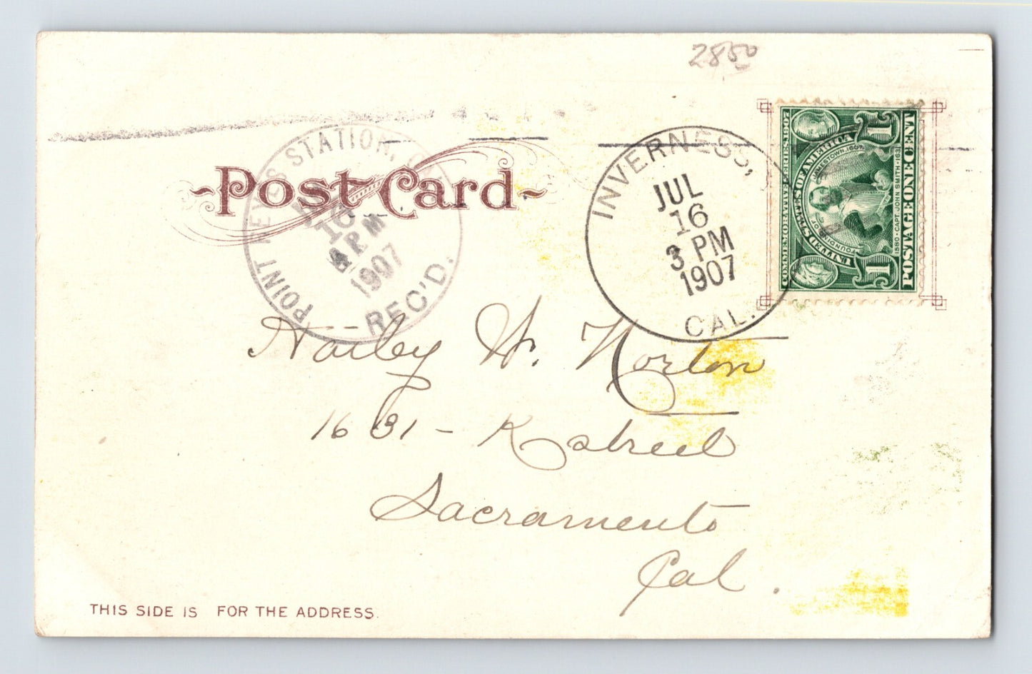 Inverness California Tomales Bay Boat Scene 1907 Postcard Posted Undivided Back