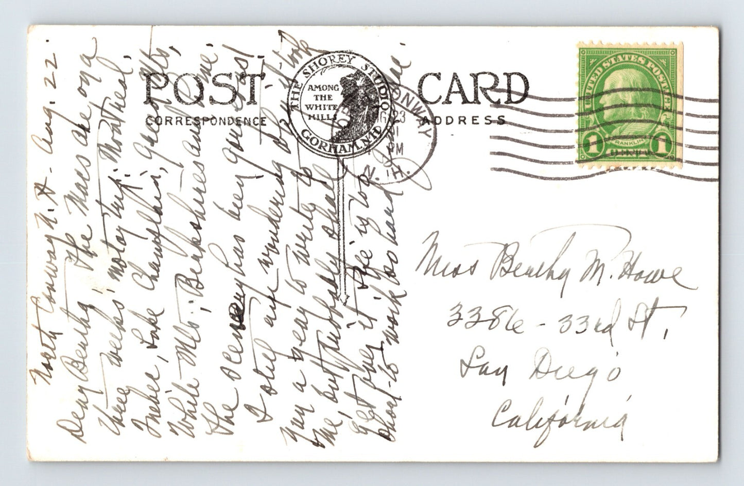 Mount Adams New Hampshire Glen House 1931 RPPC Postcard Posted
