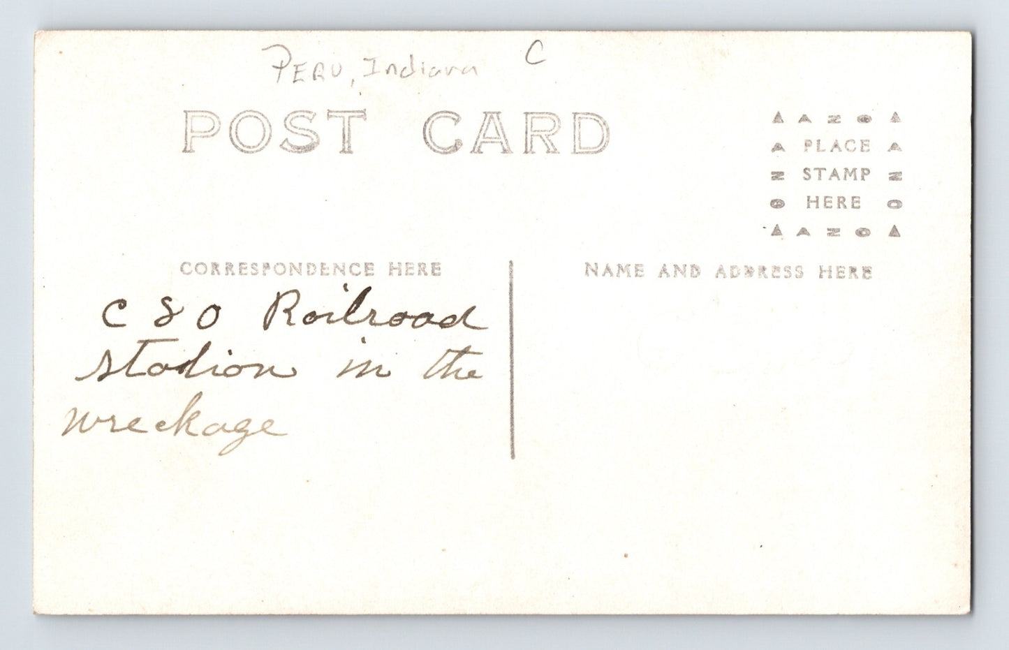 Peru Indiana C&O Railroad Train Station Tornado 1913 RPPC Postcard
