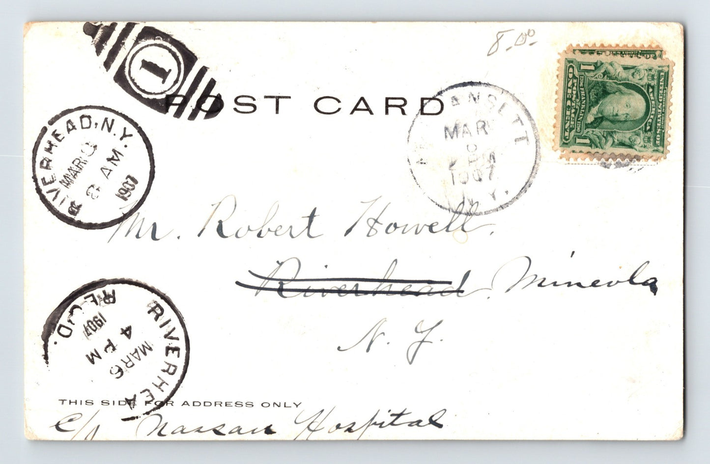 Amagansett New York Long Island Whale Captured February 22 1907 Postcard Posted