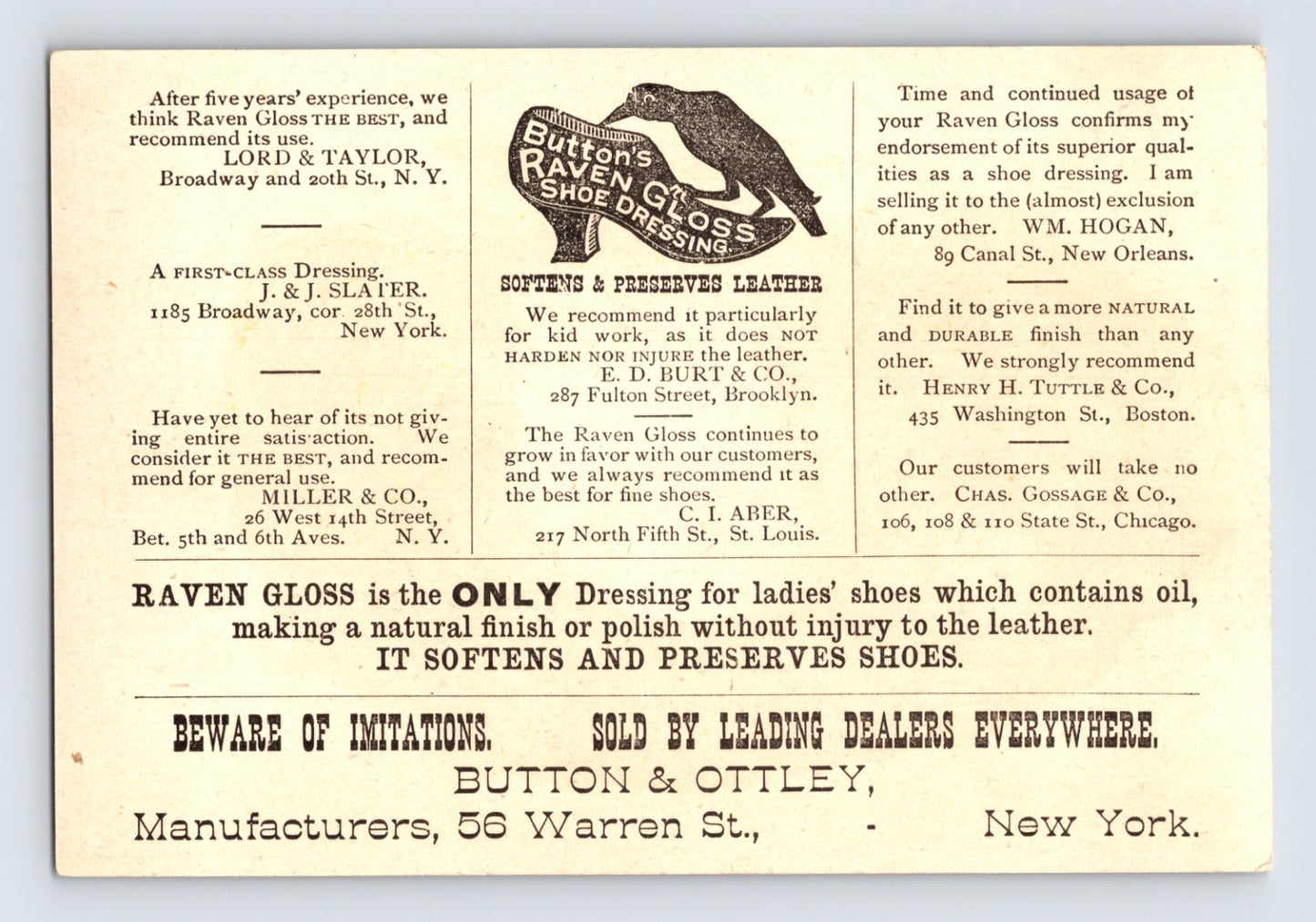 St Augustine Florida Emery Simmons Rose Boots Shoes 1890s Trade Card - 3.5 x 5