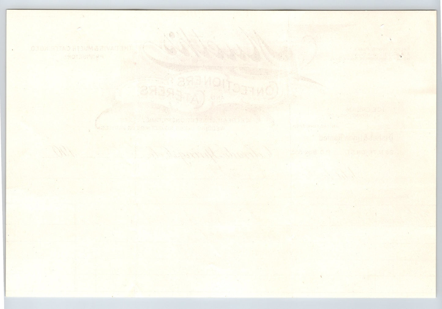 Colorado Springs Mueth’s Caterers Confectioners Billhead 1908 Tutt House 4.5 x 8
