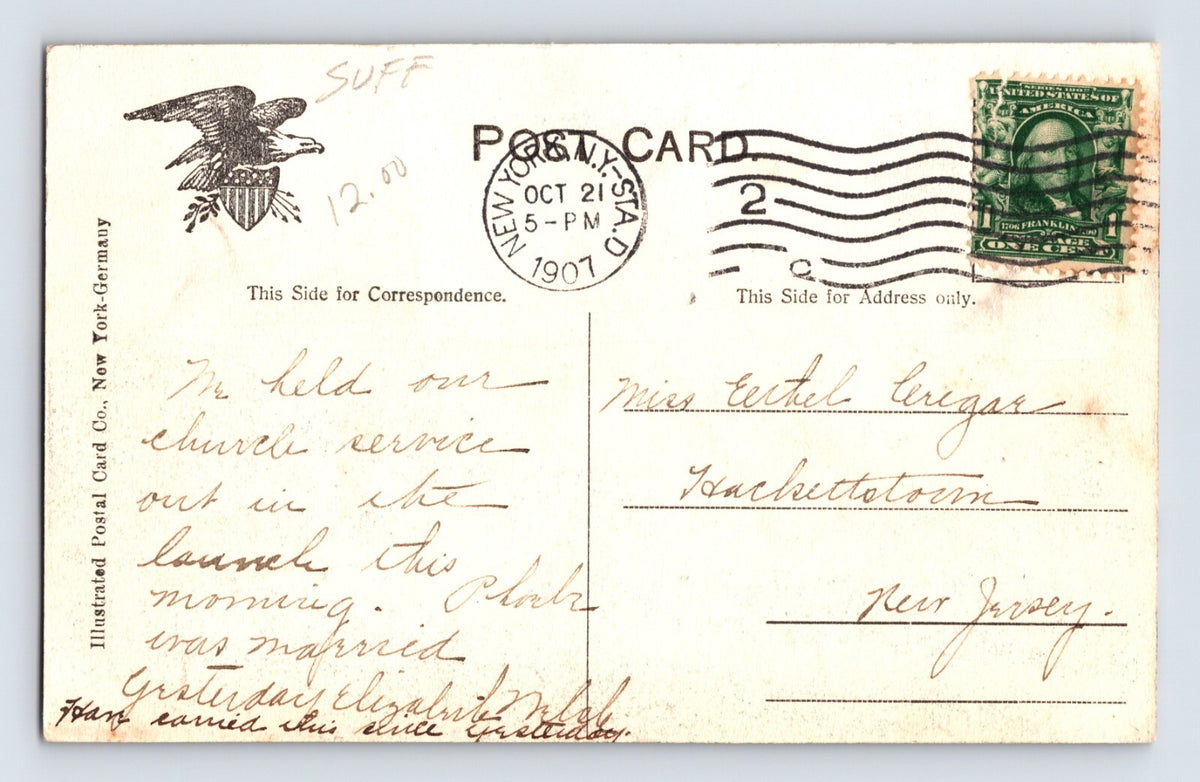 Southold Long Island New York Creek Road 1907 Postcard Posted Divided Back