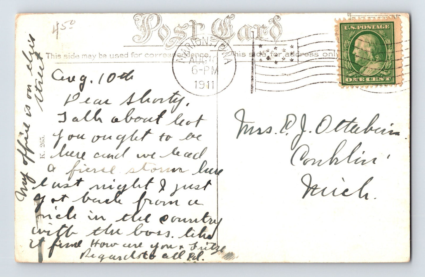 Marion Iowa Seventh Avenue West from Twelfth Street 1911 Postcard