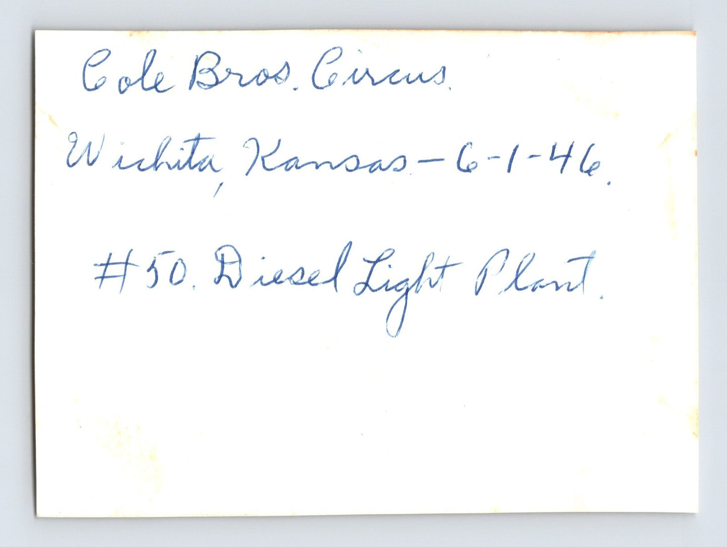 Cole Bros Circus 1946 Photo Diesel Light Rig Wichita KS 4 x 3