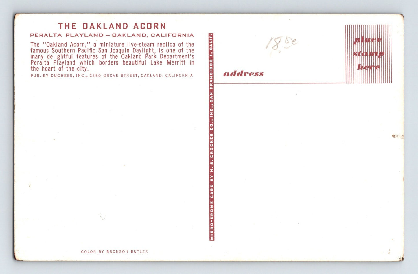 Oakland California Children’s Fairyland Acorn Steam Train 1960s Postcard