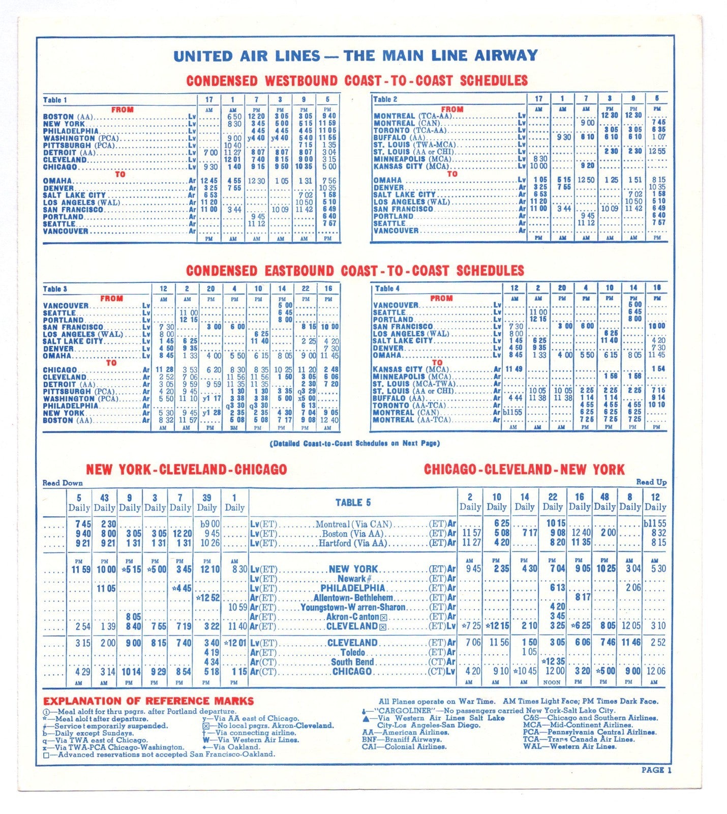 United Air Lines 1943 System Time Table WW2 Victory War Bonds Brochure