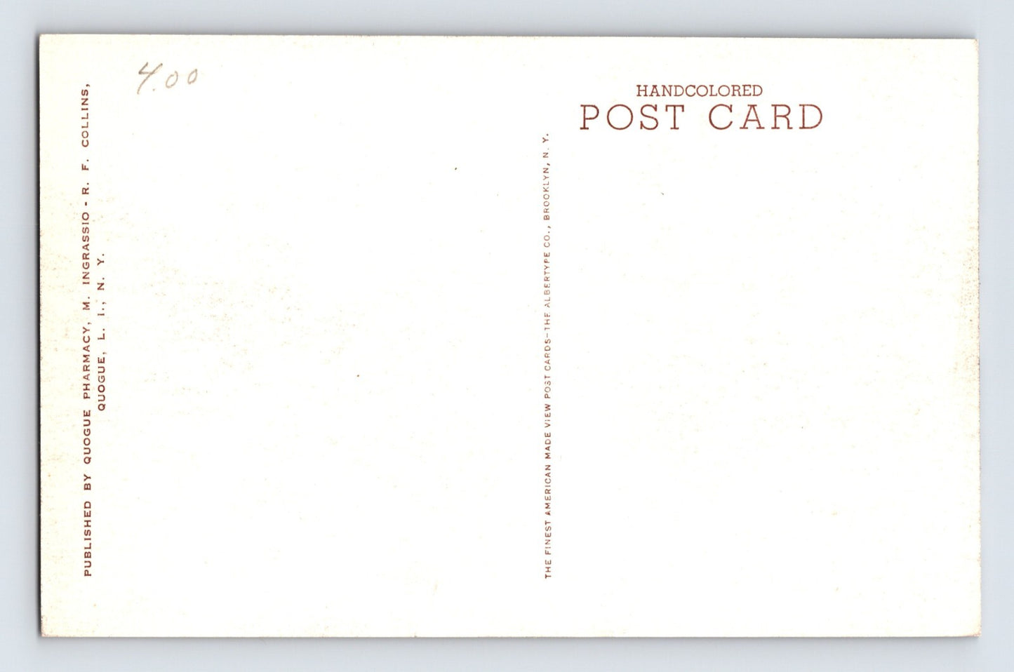 Quogue New York Long Island Main Street Albertype 1930s Postcard Unposted