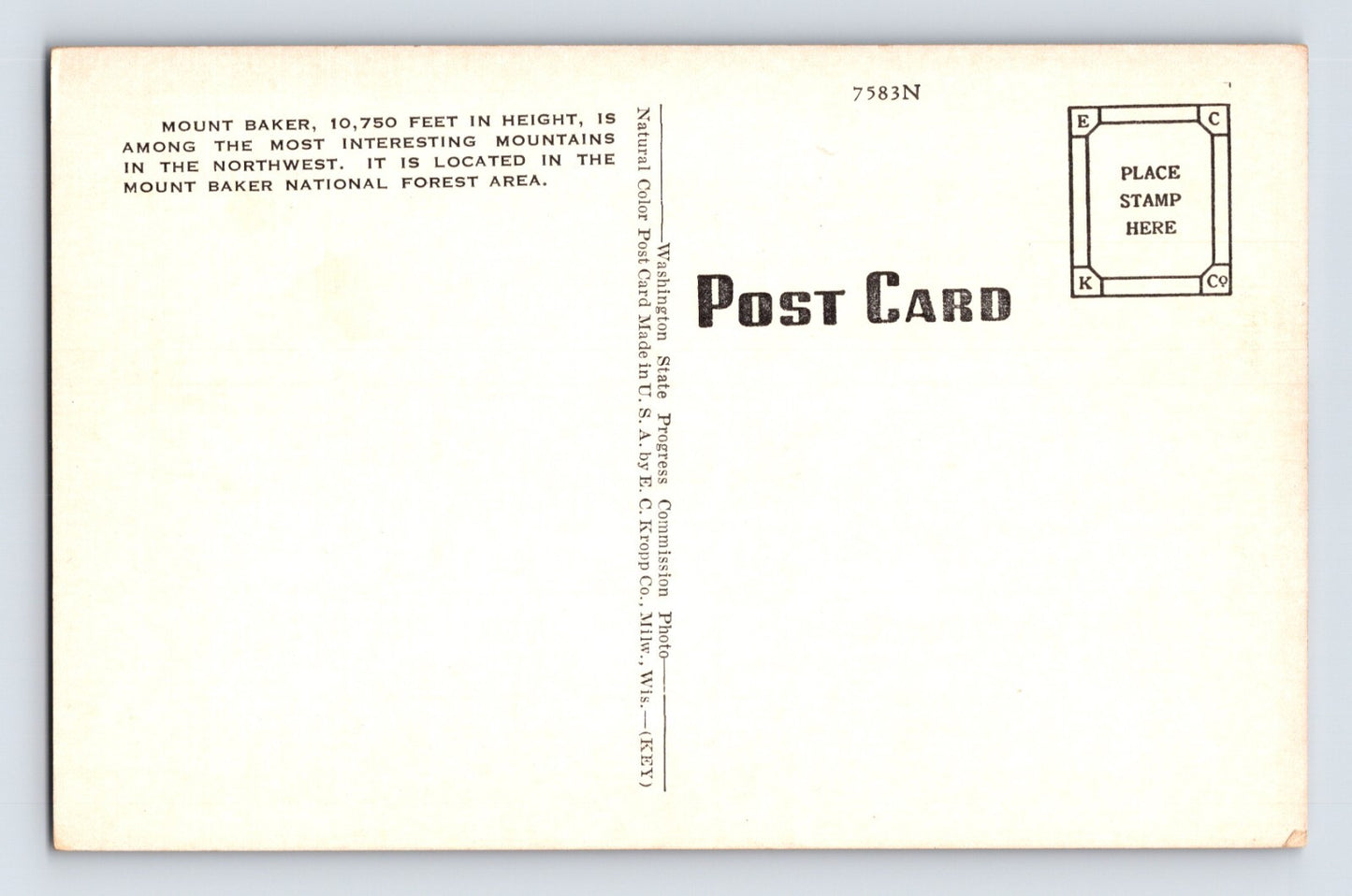 Anacortes Washington Cape Santos Mount Baker 1940s Postcard Unposted Linen
