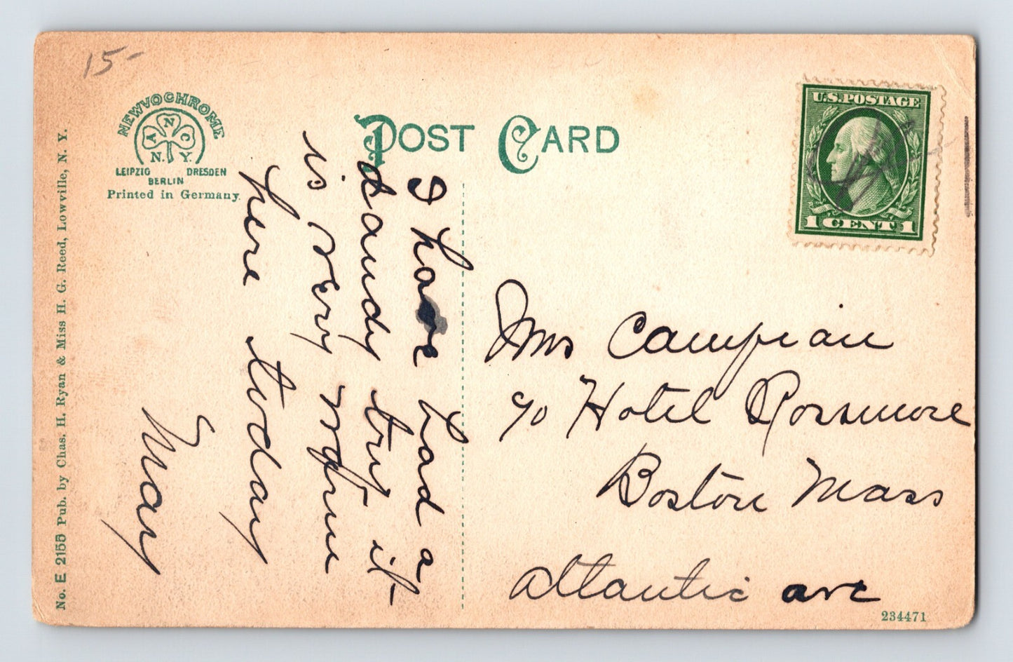 Lowville New York State Street Baptist Church 1910s Postcard Unposted Divided