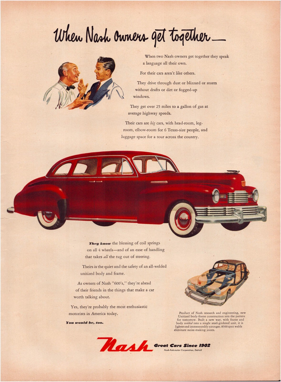 Nash 600 Coupe 1948 Print Ad Full Page 10.5 x 13.5