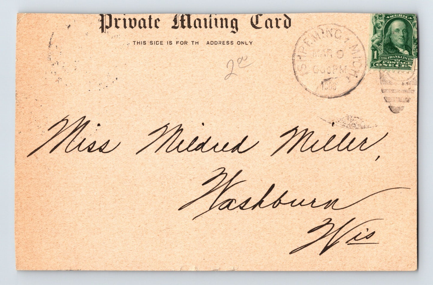 Ishpeming Michigan Ski Jumping 1906 Postcard PMC Undivided Back Posted