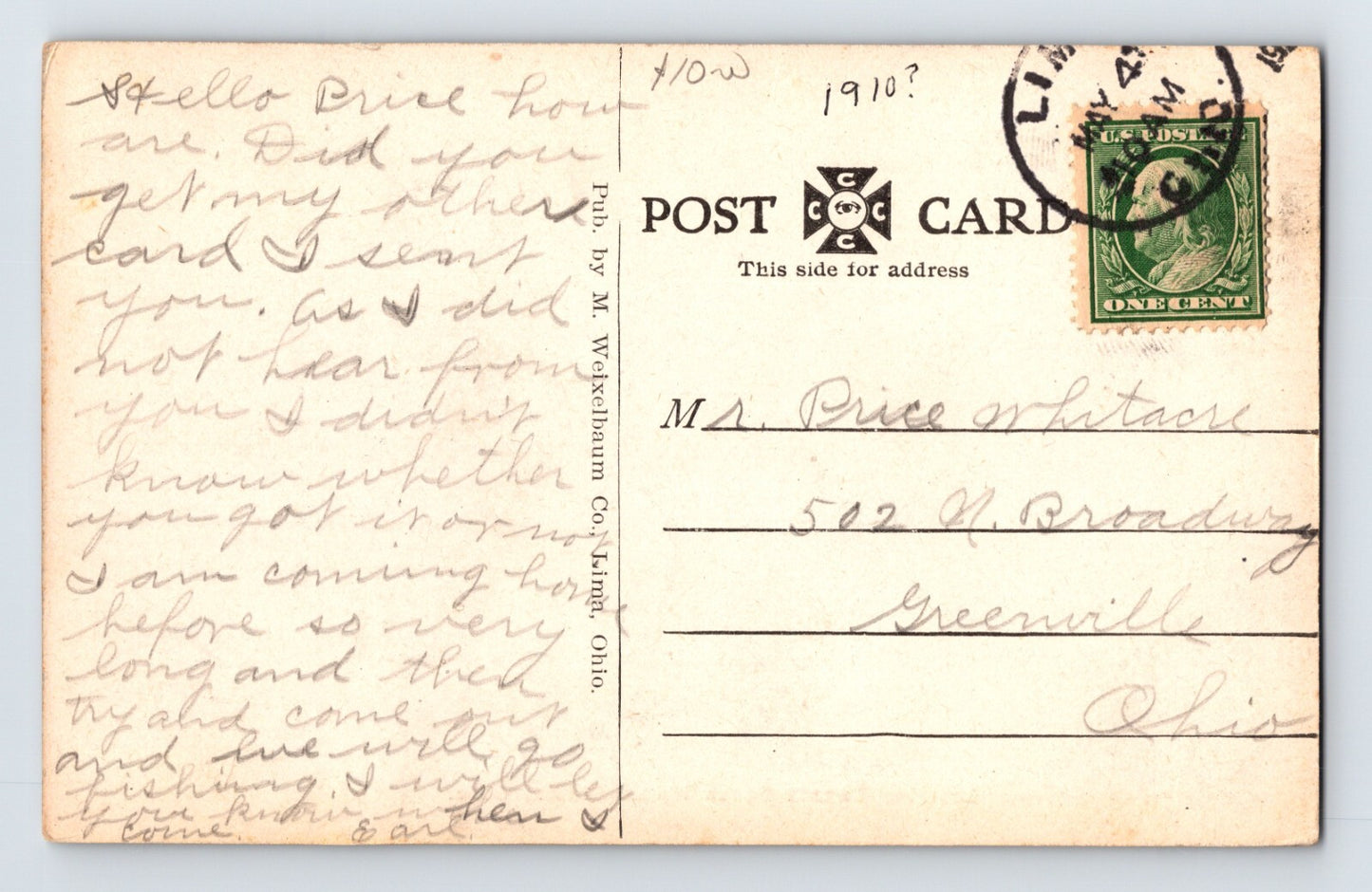 Lima Ohio Faurot Opera House Theater 1910s Postcard Posted Divided Back