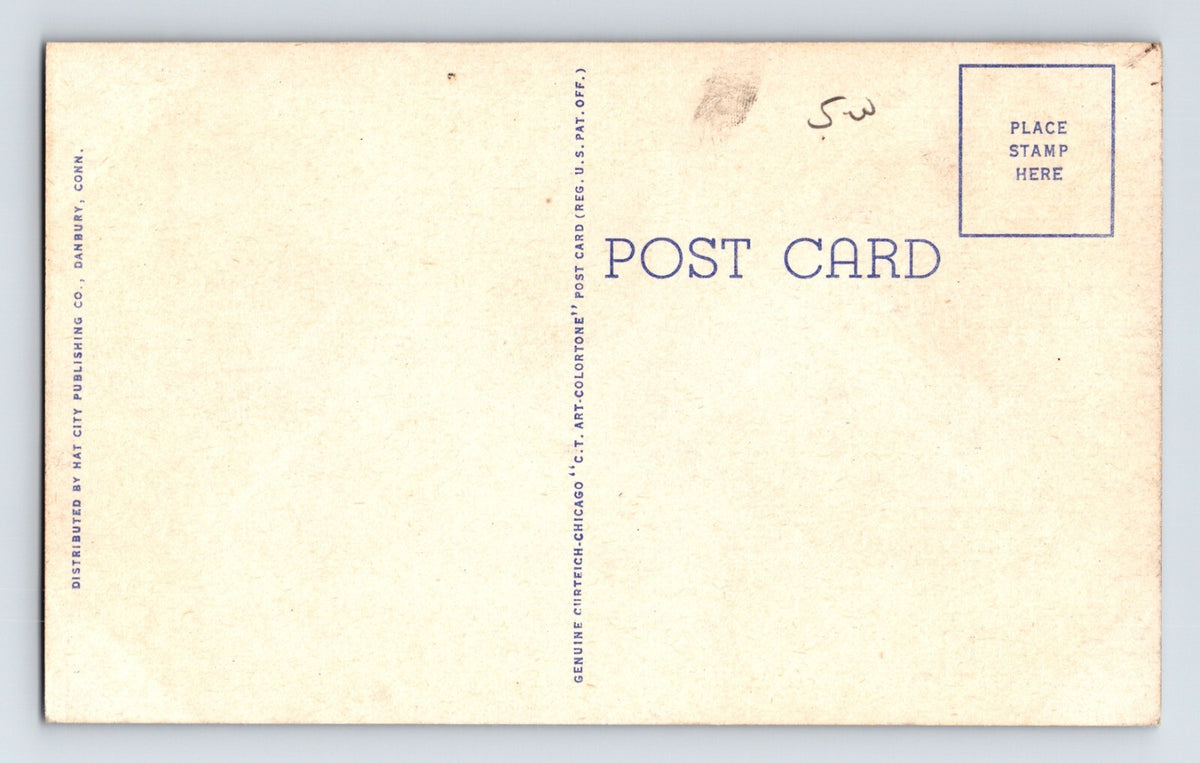 Danbury Connecticut Candlewood Lake Large Letter 1940s Postcard Unposted Linen