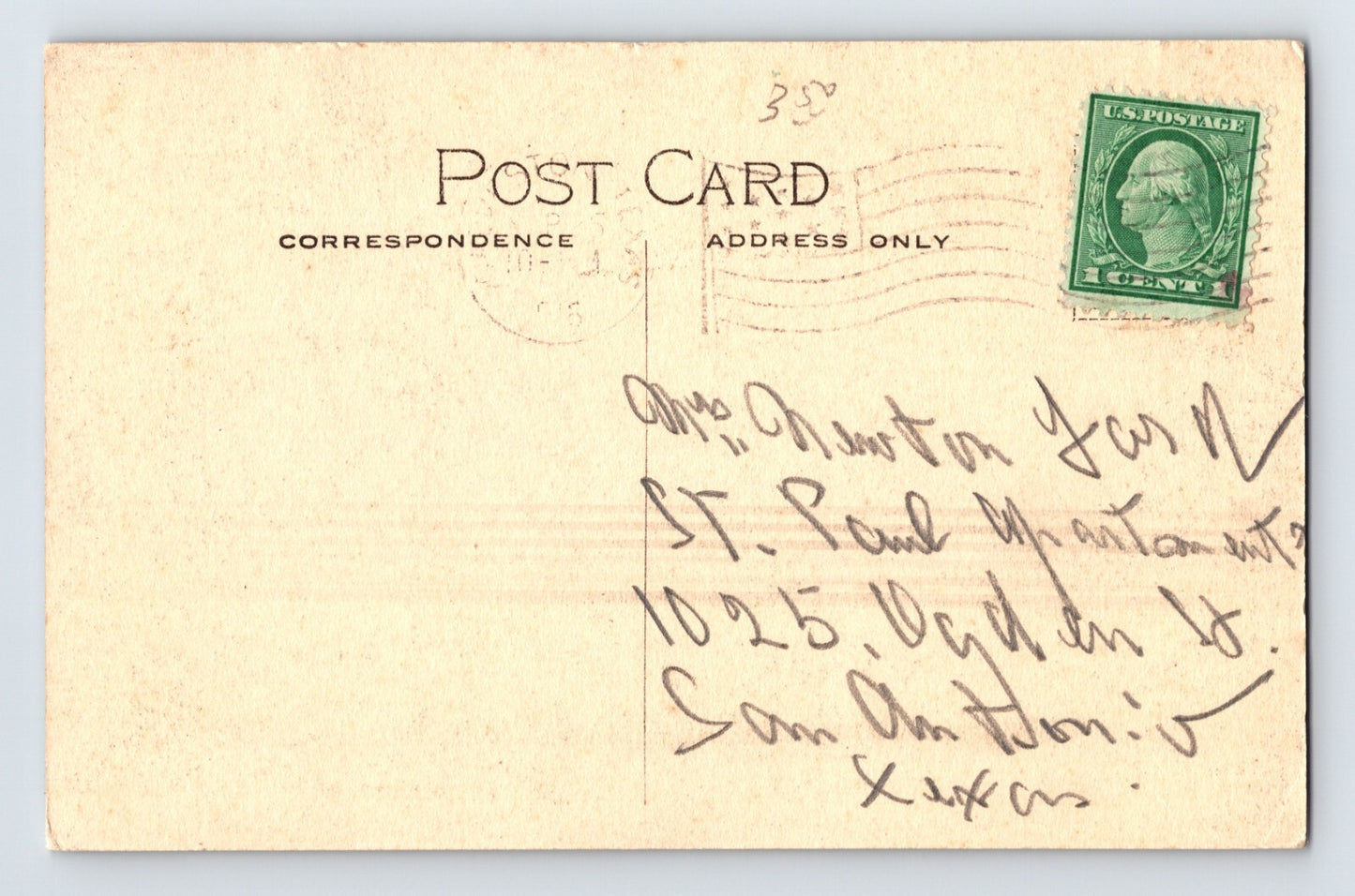 Galveston Texas City Park Hand Colored 1916 Postcard Posted Divided Back