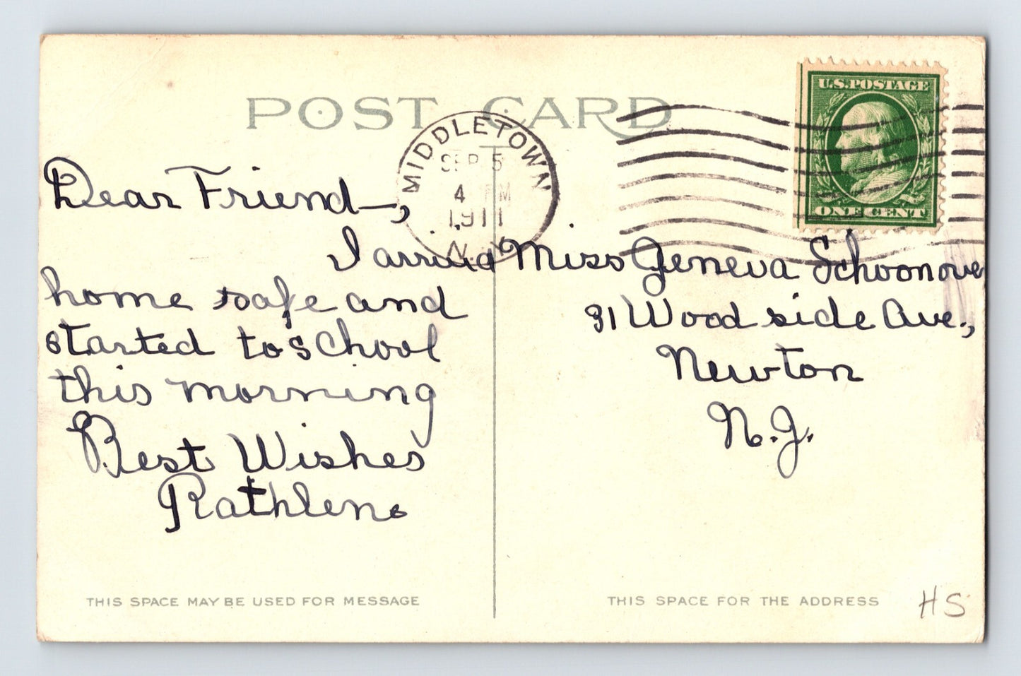 Middletown New York Main Street Highland Avenue 1911 Postcard Posted Divided