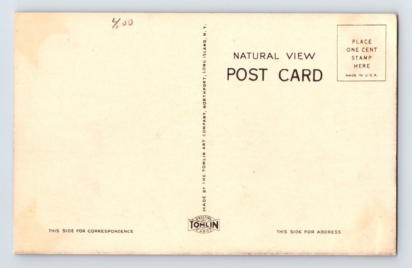 Amityville New York Long Island High School 1940s Postcard Unposted