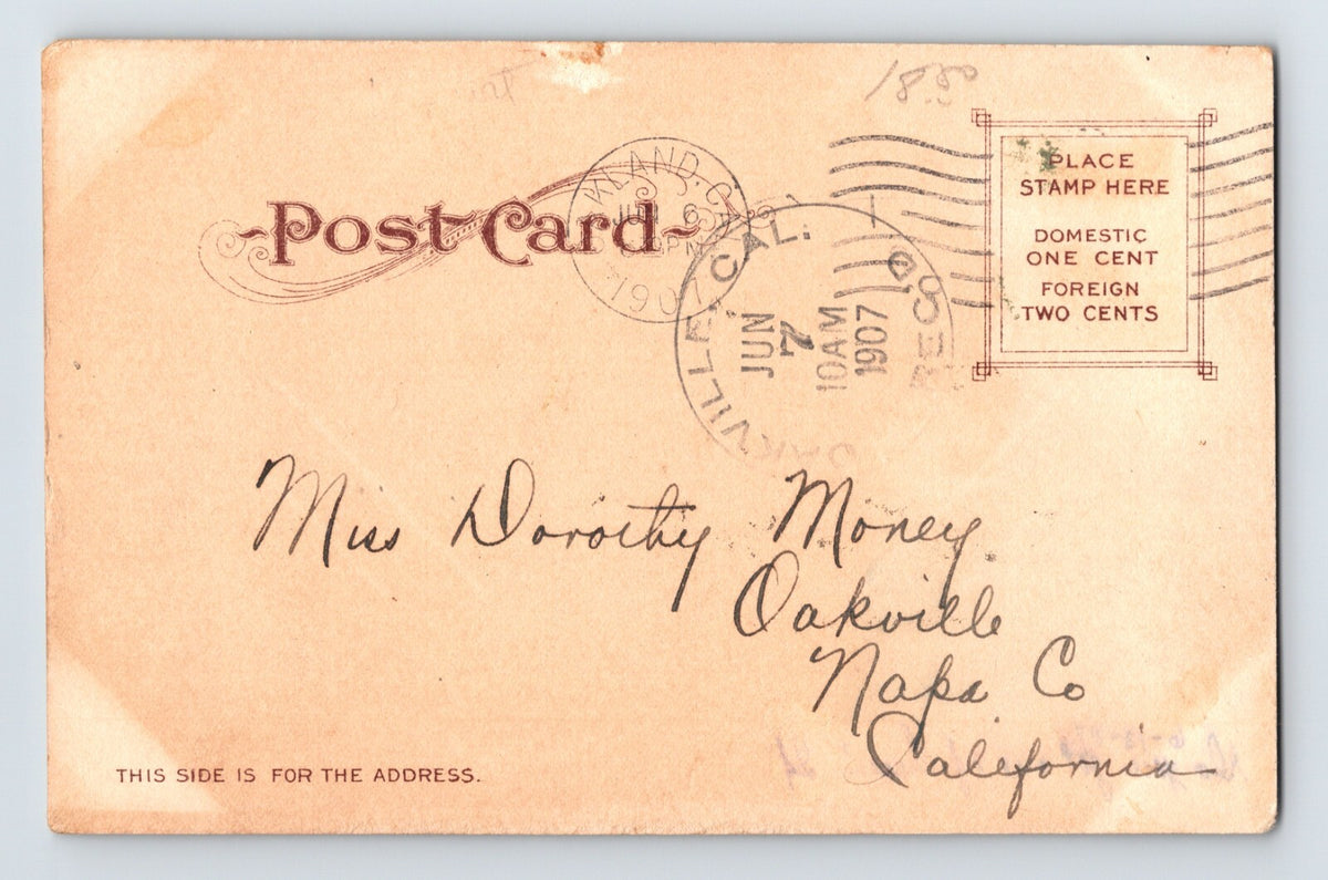 Berkeley California Telegraph Avenue Bancroft Way 1907 Postcard Posted
