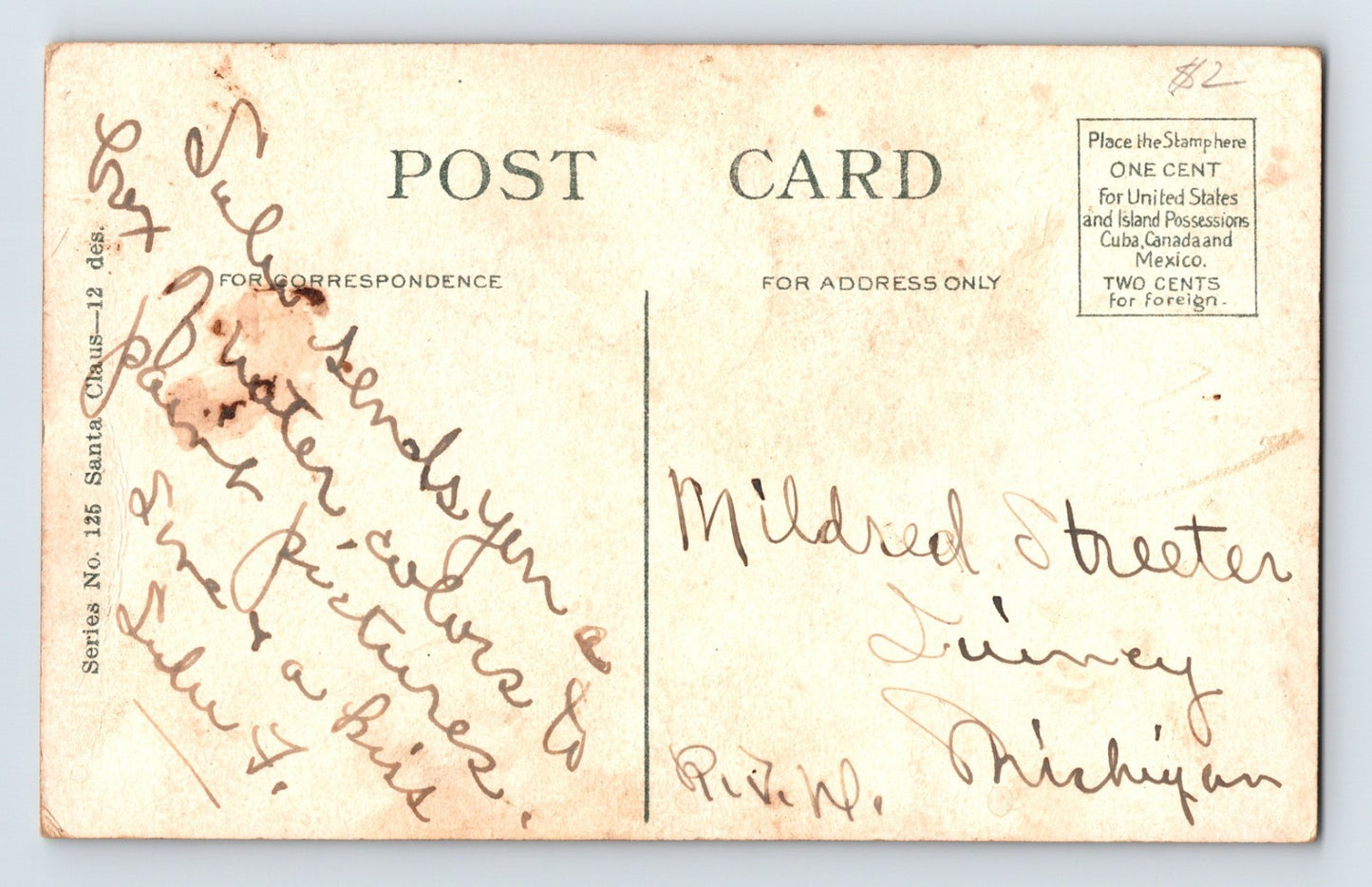 Santa Claus Sleeping Child Stocking 1910s Christmas Postcard Unposted