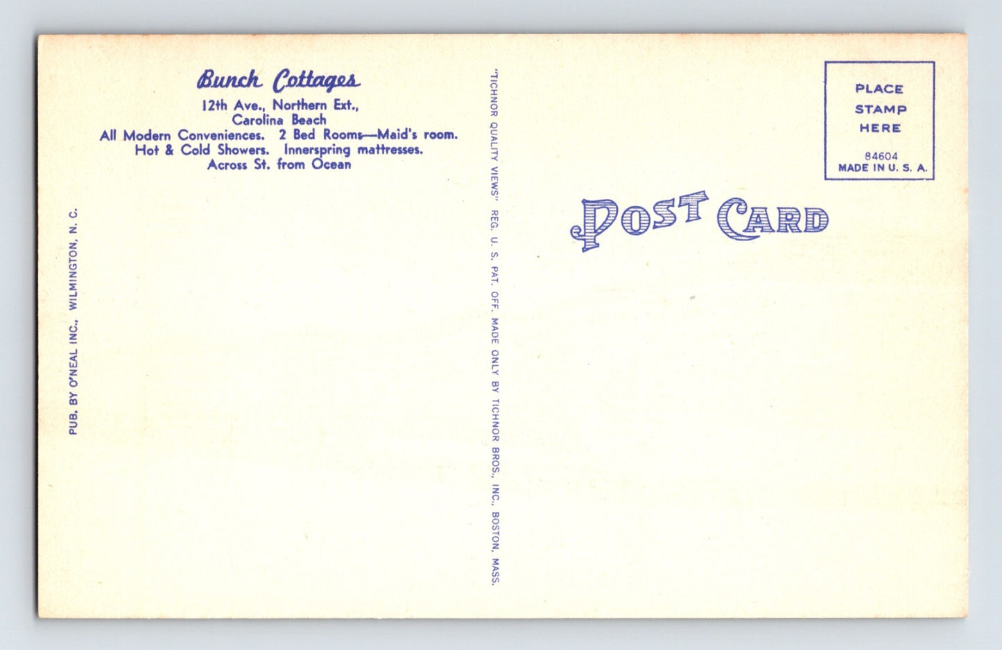 Carolina Beach North Carolina Bunch Cottages 1940s Linen Postcard Unposted