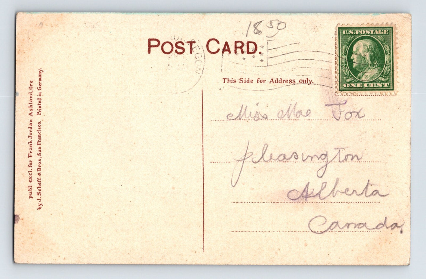 Ashland Oregon Downtown Aerial 1910s Postcard Unposted Divided Back