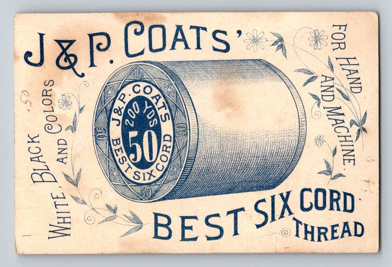 J.P. Coats Sewing Thread 1890s Victorian Trade Card Girls Ducklings - 2.5 x 4