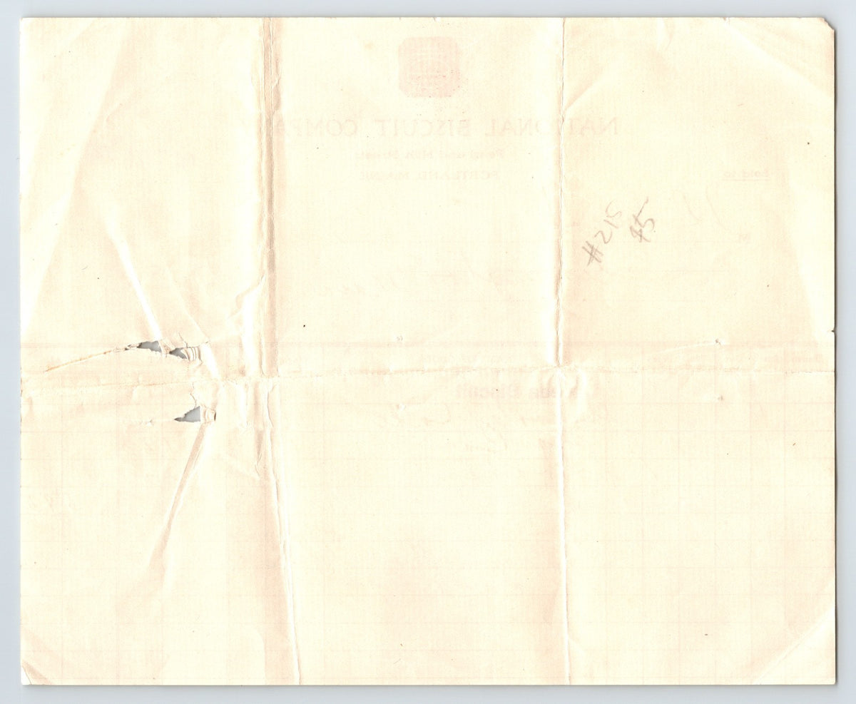 Portland Maine 1909 National Biscuit Company Uneeda Biscuit Billhead 8.5 x 7
