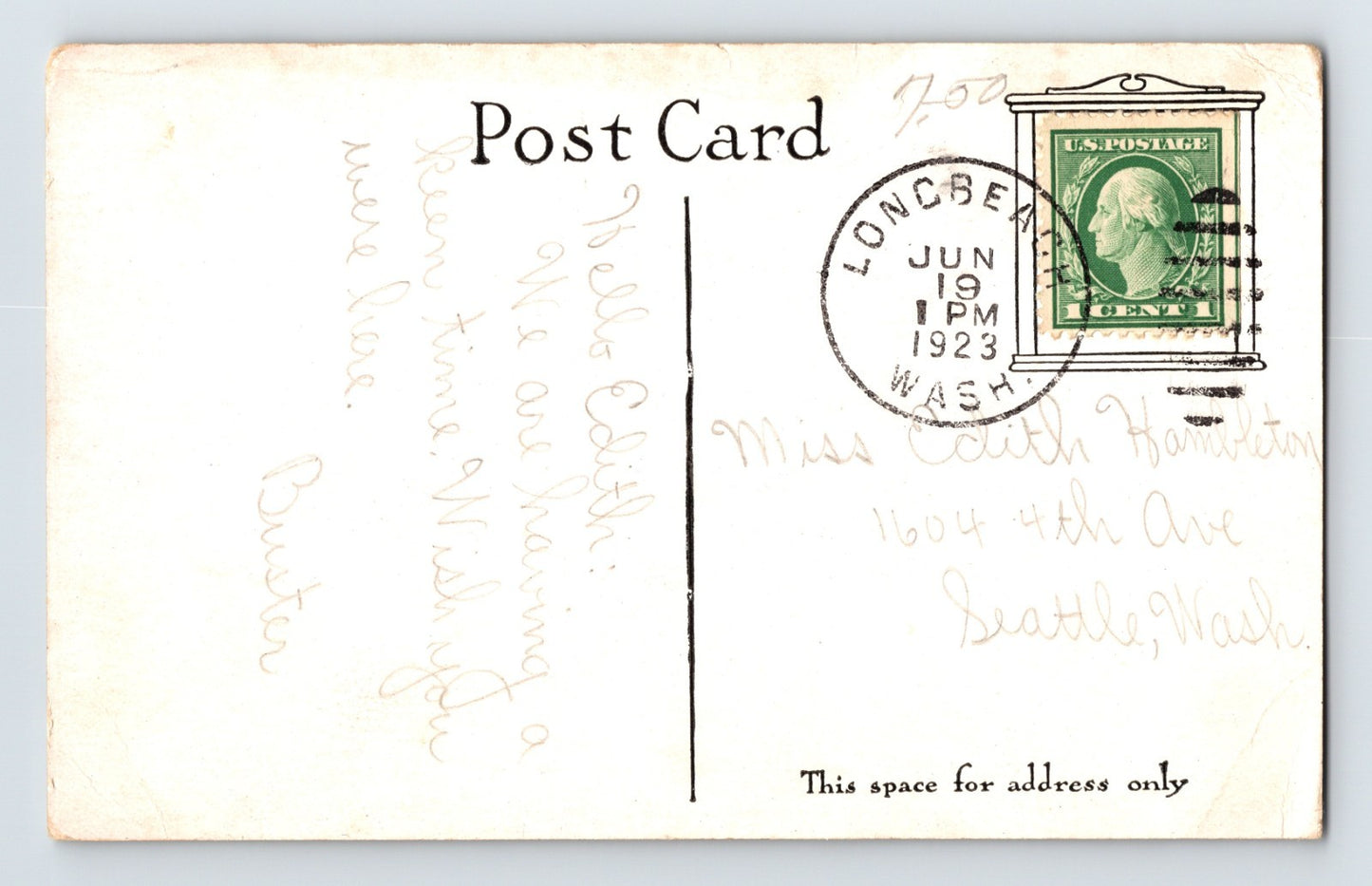 Long Beach Washington Whaling 47 Foot Whale Ashore Breakers 1923 Postcard Posted