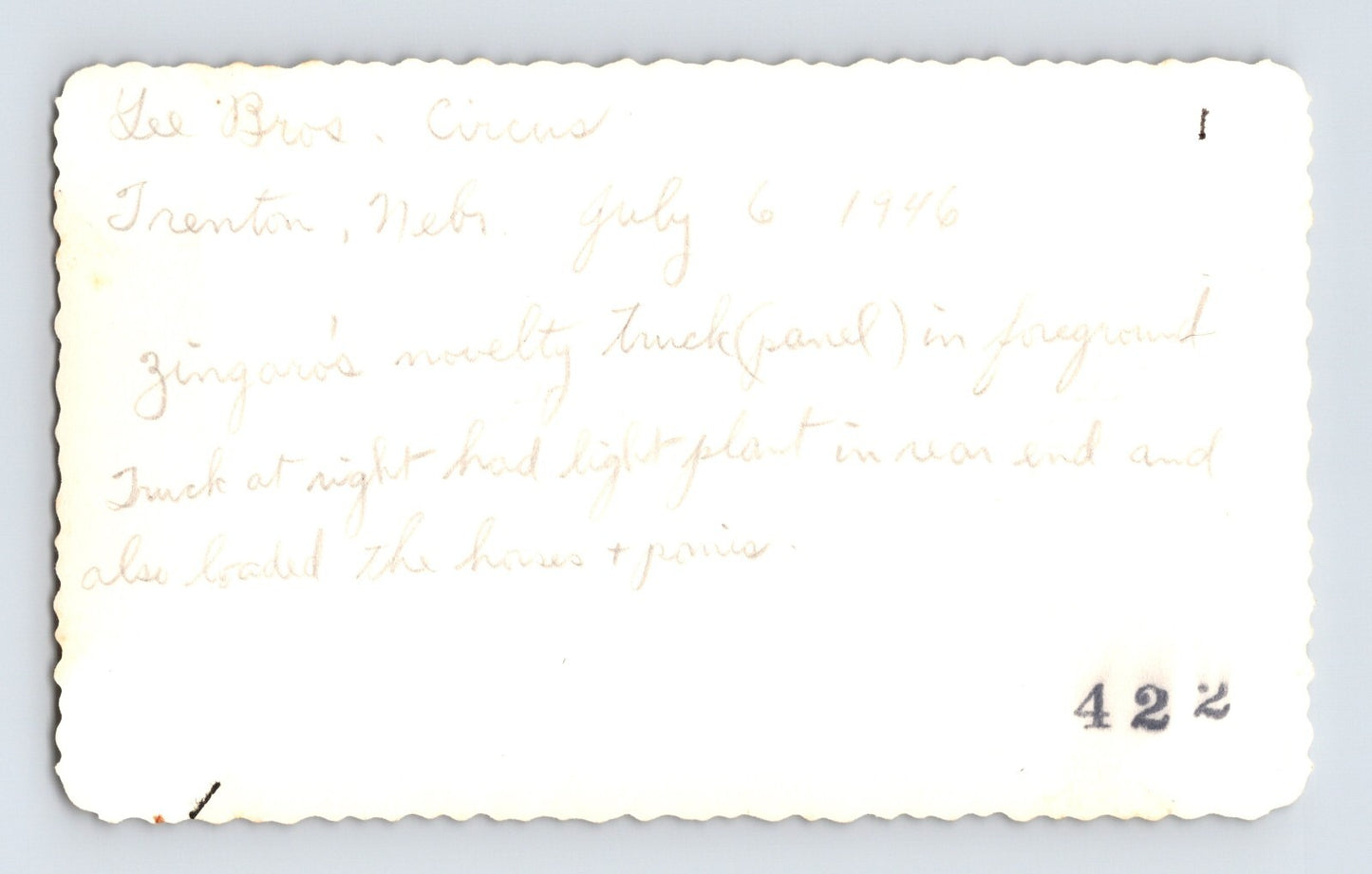 Lee Bros Circus 1946 Photo Tent Aerial Trenton Nebraska - 4.5 x 2.5