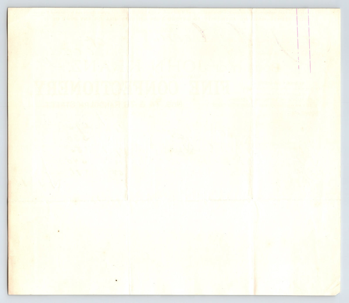Chicago Illinois 1900 John Kranz Fine Confectionery Billhead 8.5 x 6.5