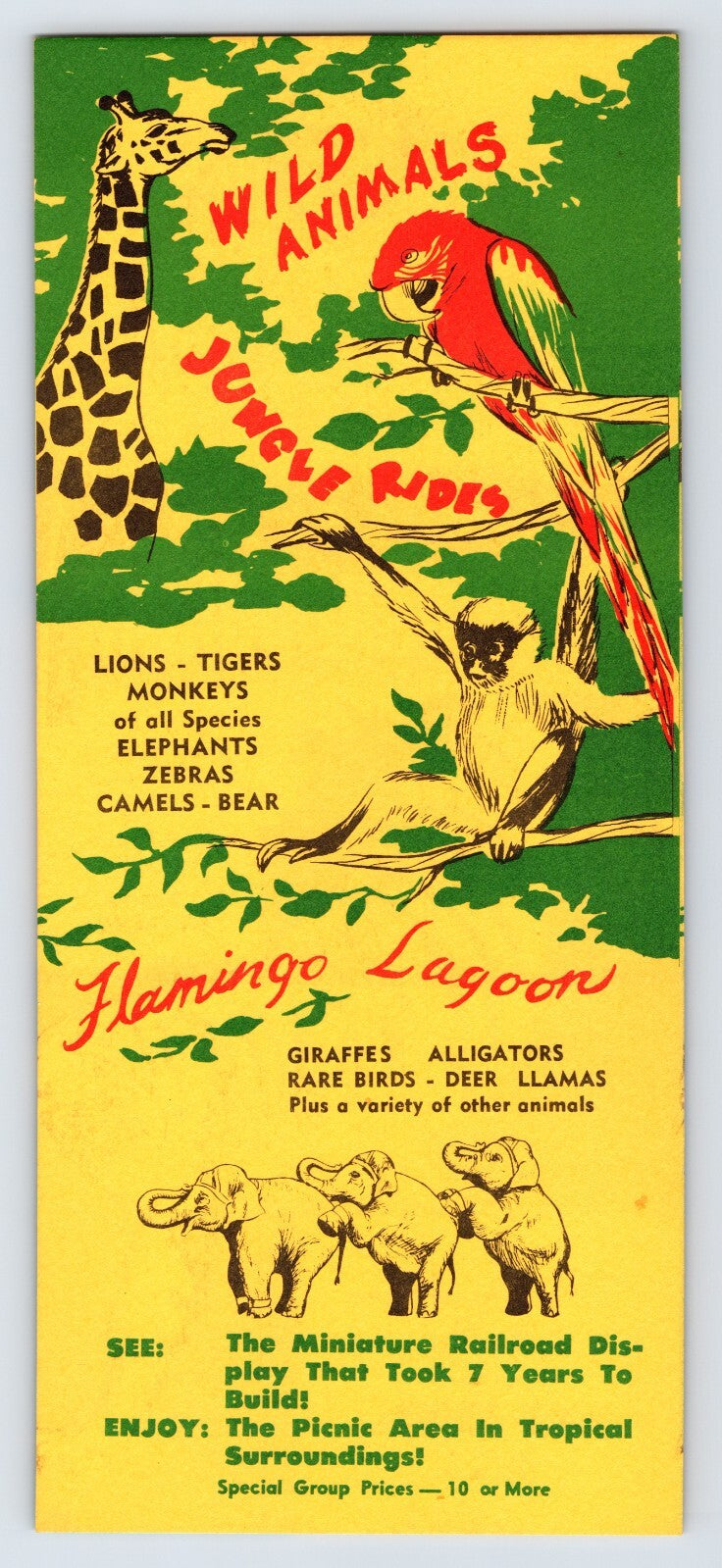 Clyde Beatty Jungleland 1950s Circus Brochure Miami Florida 9 x 4