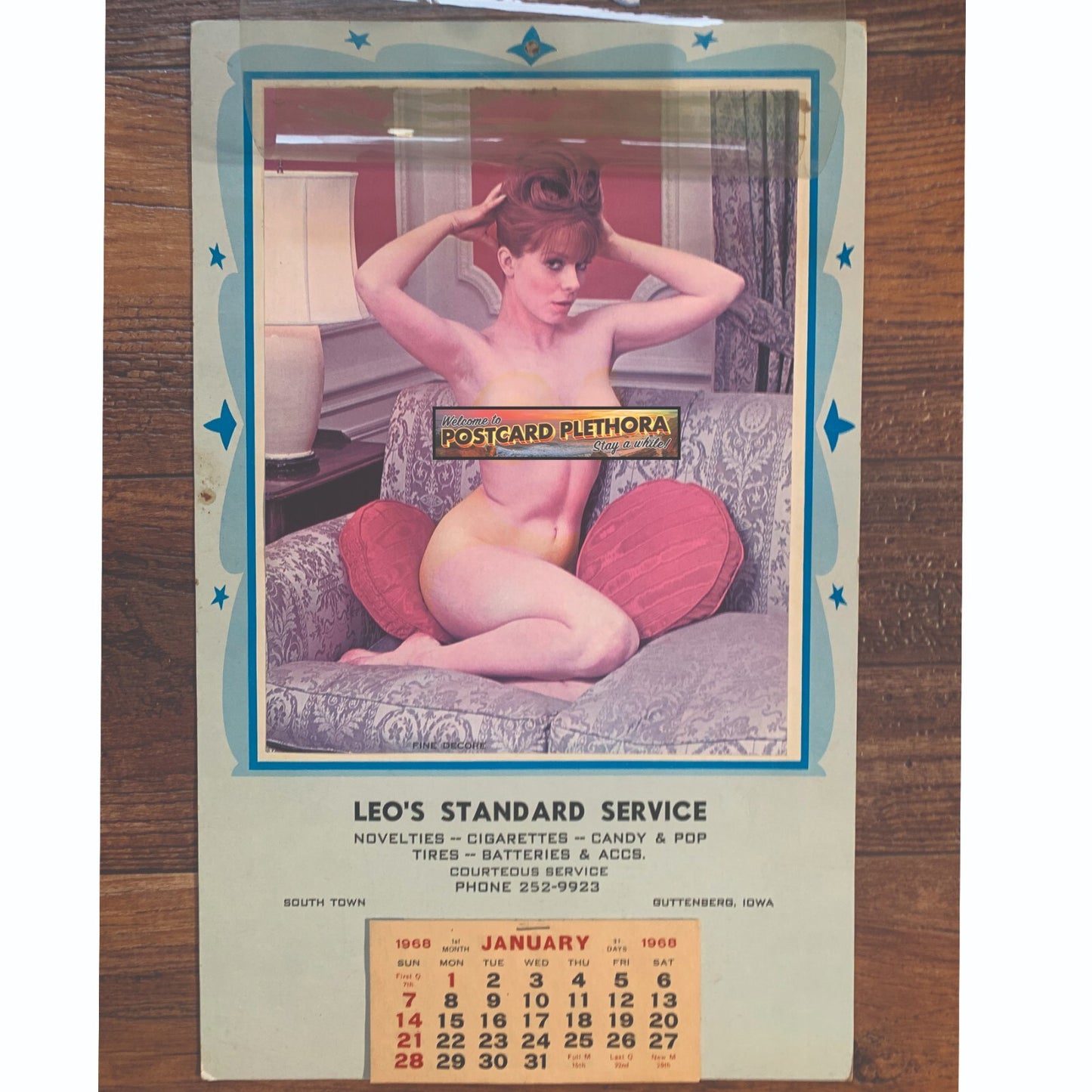 Vintage 1968 Pin Up Peekaboo Calendar Leo's Standard Guttenberg IA 10" x 16"
