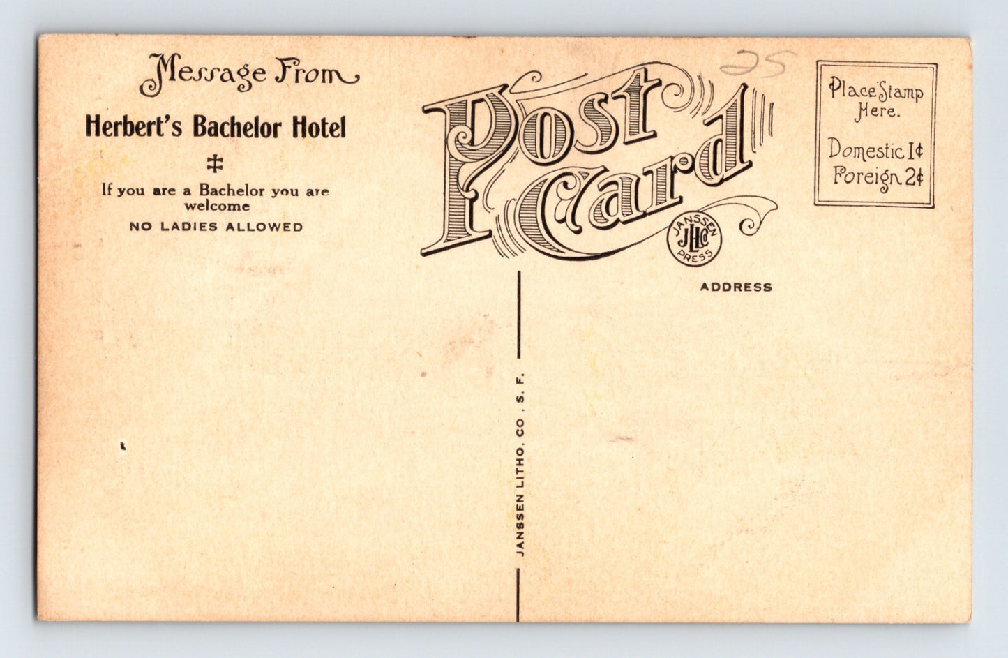 San Francisco California Herbert Bachelor Hotel German Grill 1910s Postcard