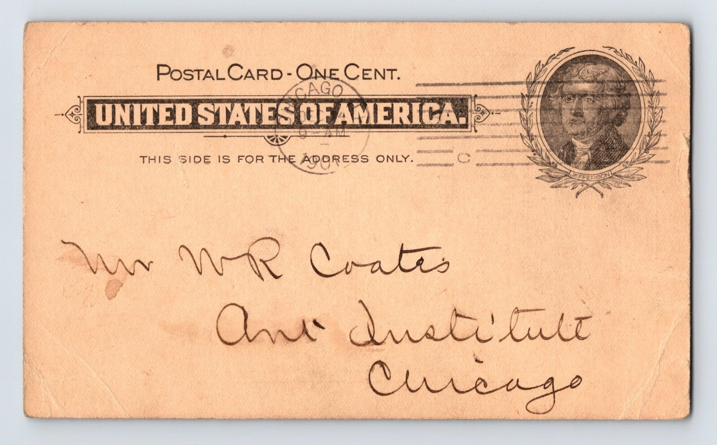 Chicago Illinois 1901 Art Institute Architectural Club Meeting Postcard