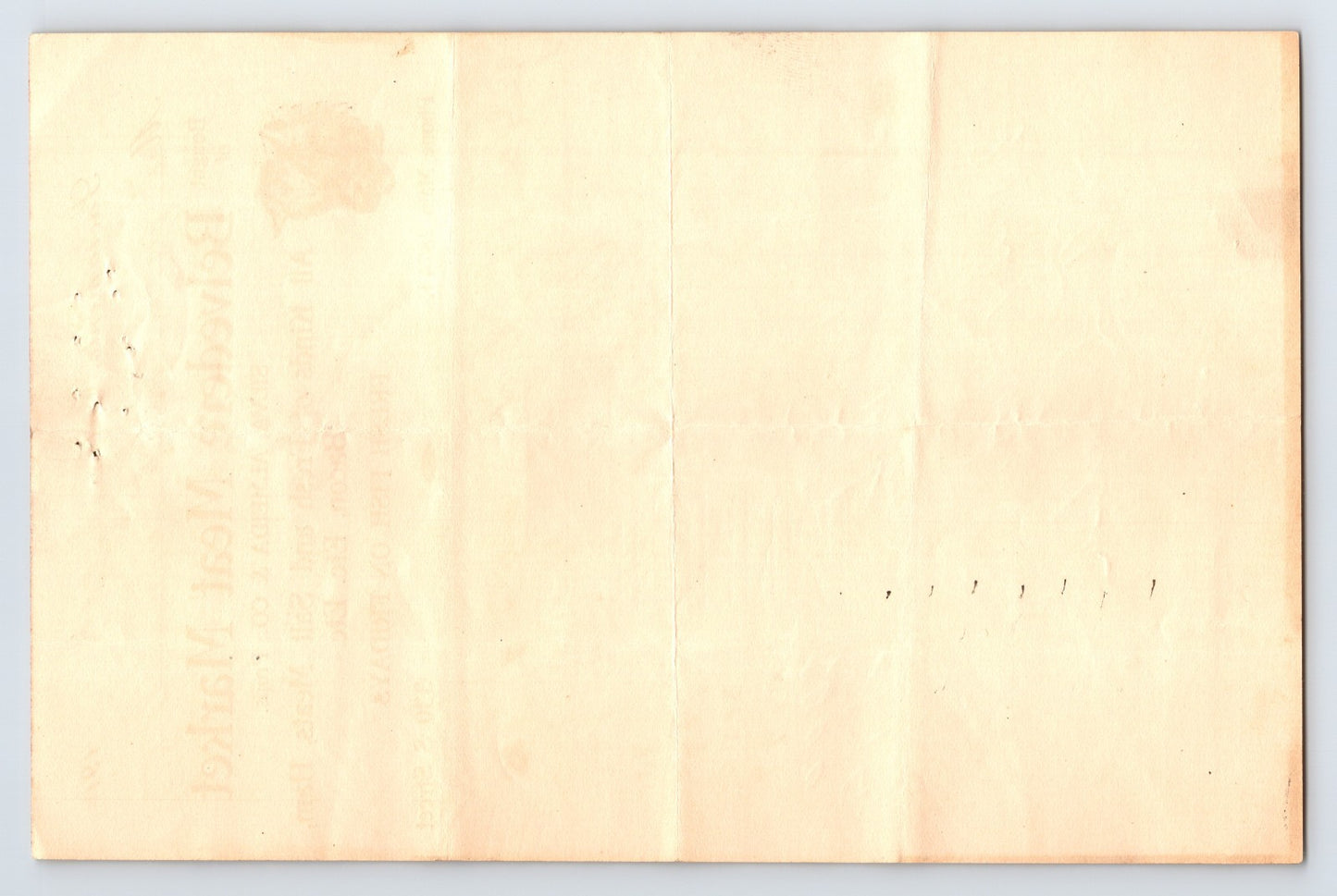 Sacramento California 1910 Belvedere Meat Market Butcher Billhead 8 x 5