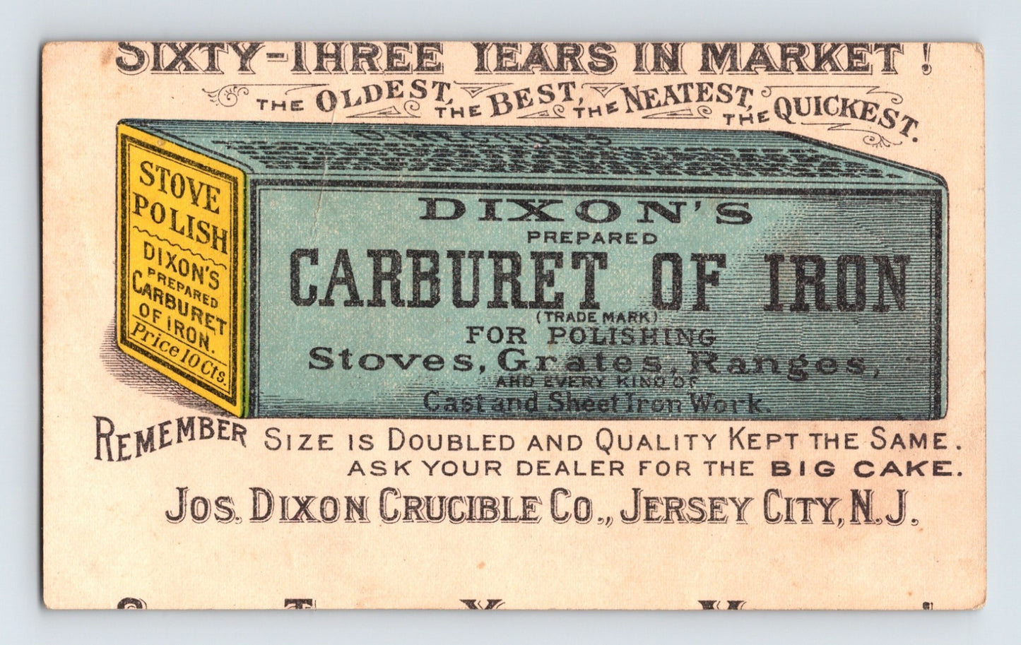 Dixons Carburet Of Iron Stove Polish Child 1890s Victorian Trade Card 3 x 5