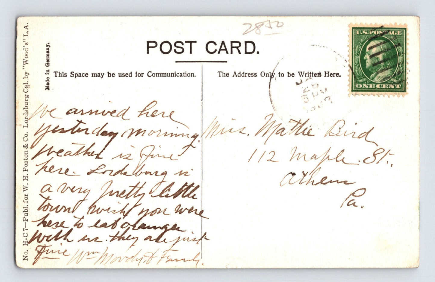 San Dimas California Bonita Union High School 1908 Postcard Posted