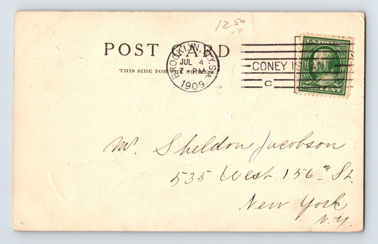 New York City Coney Island Pleasure Palace Steeplechase Park 1909 Postcard