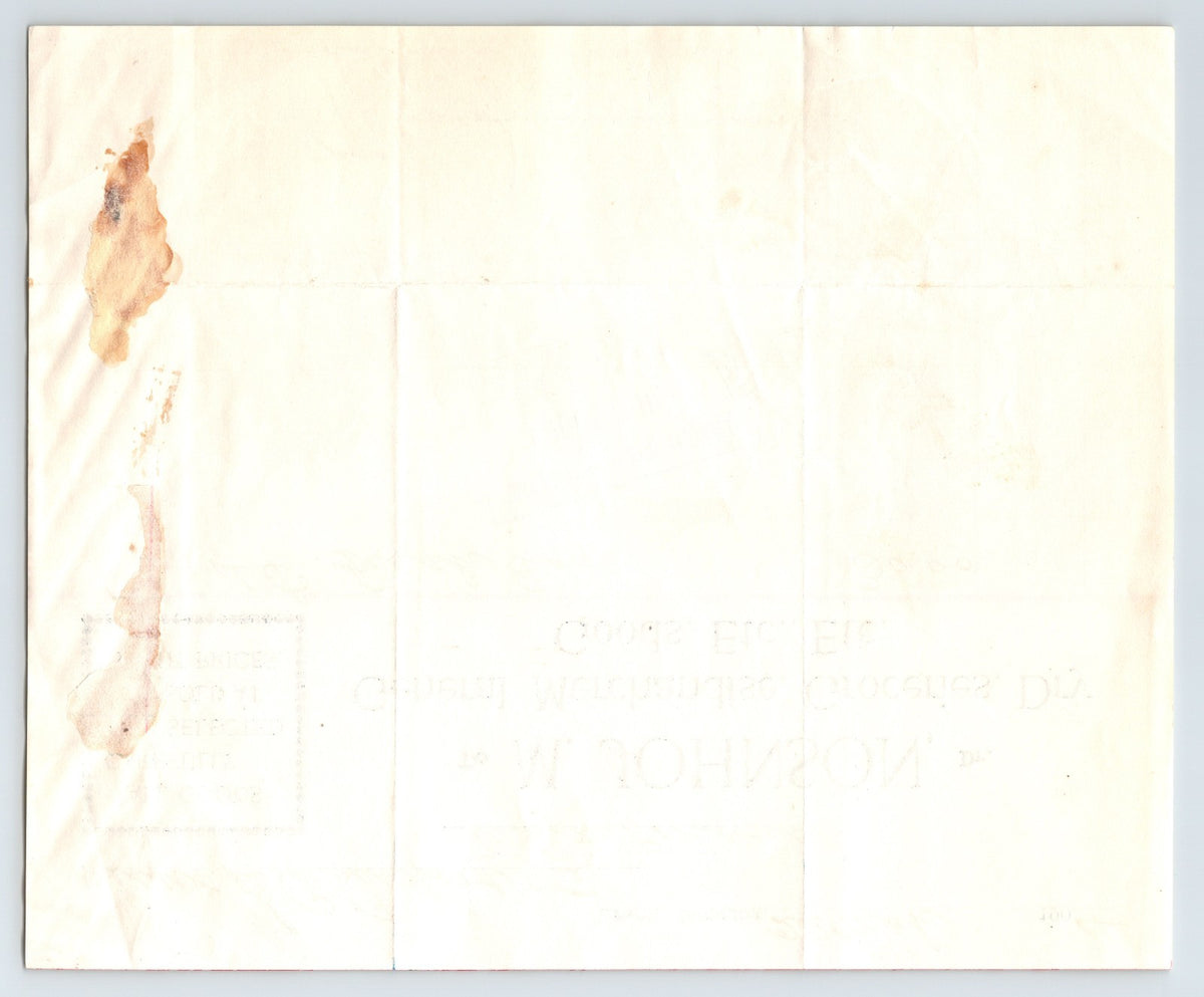 Laurin Montana 1904 M Johnson General Merchandise Grocery Receipt 8 x 7