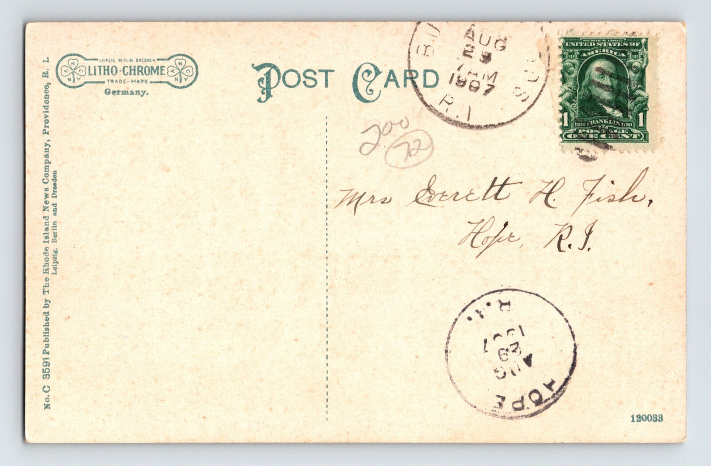 Buttonwoods Rhode Island Buttonwoods Hotel 1907 Postcard Posted Divided Back