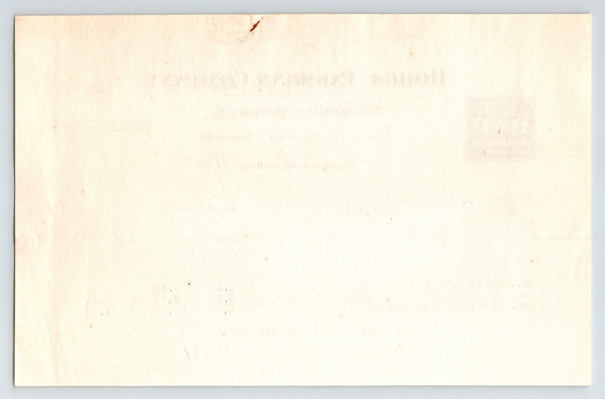 Stockton California 1921 Hobbs Parsons Produce Company Billhead 8 x 5.5